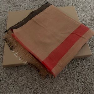 Burberry Lightweight Check Wool and Silk Scarf